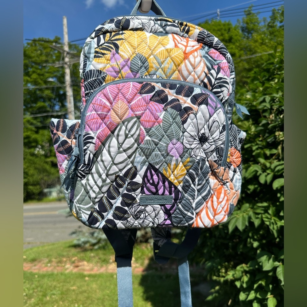 Vera Bradley Small Backpack Quilted Cotton Palm Floral NWT
